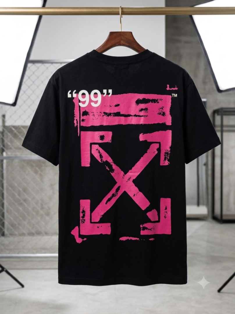 OFF-WHITE PINK ACRYLIC ARROW SLIM TEE